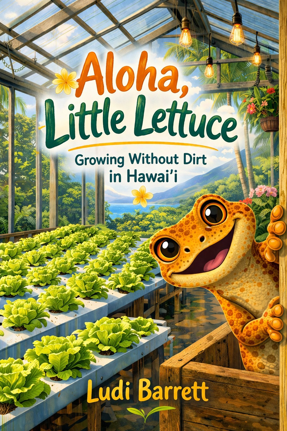 Aloha, Little Lettuce! illustrated book cover by Ludi Barrett